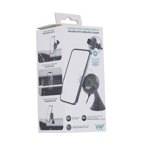 Tnb Way - Cargador De Coche De Inducción De 10w, Soportes 2 En 1 + Cable Micro Usb Integrado - Negro