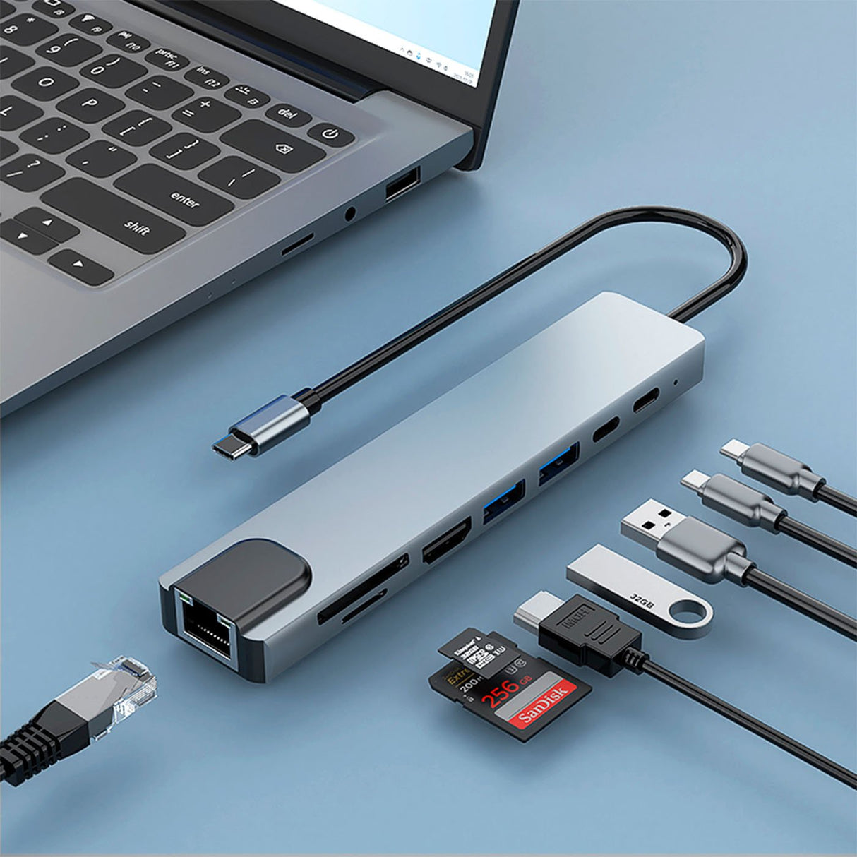 EAN 8436624420276 - CoolBox miniDOCK C81 Alámbrico USB 3.2 Gen 1 (3.1 Gen 1) Type-C Gris imagen 2