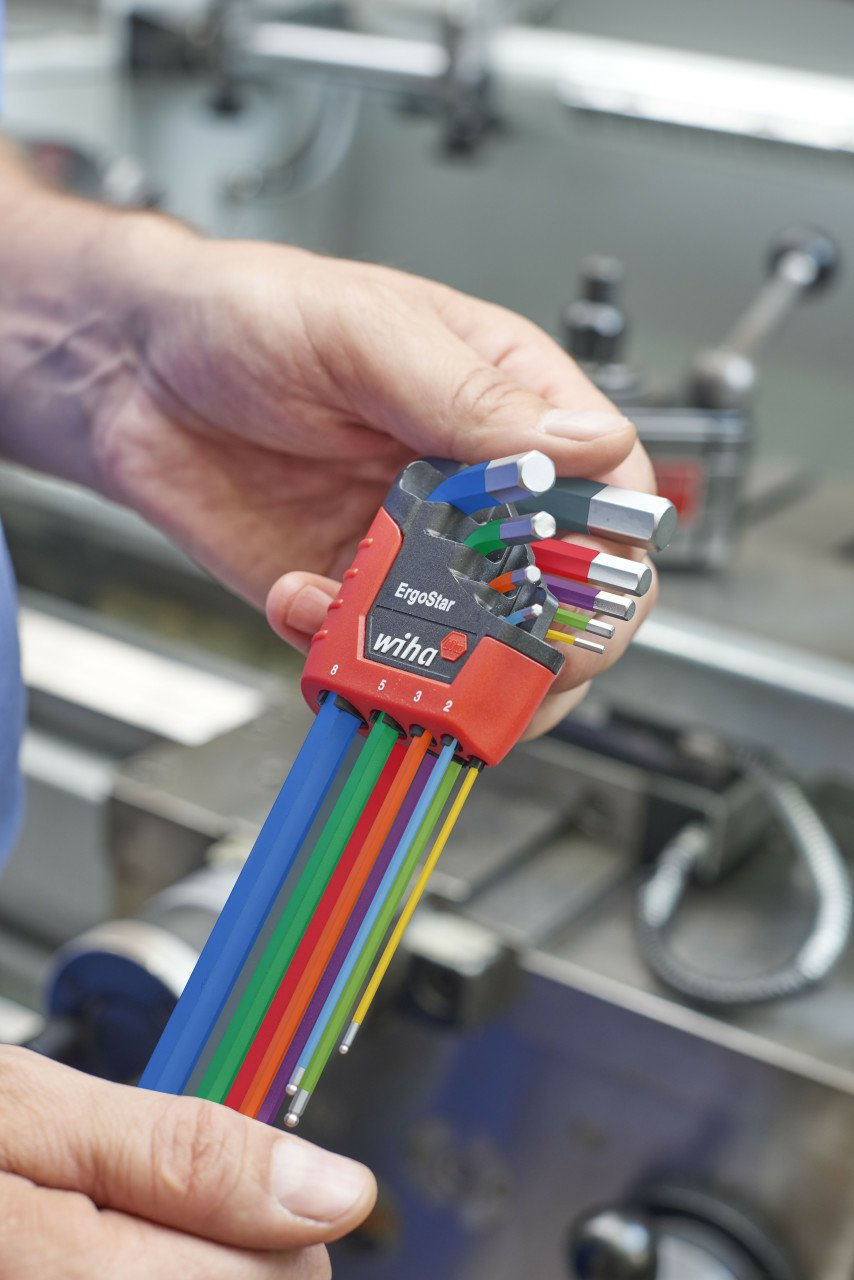 Juego De Llaves Acodadas Wiha En Soporte Ergostar, Destornillador De 9 Piezas 43849