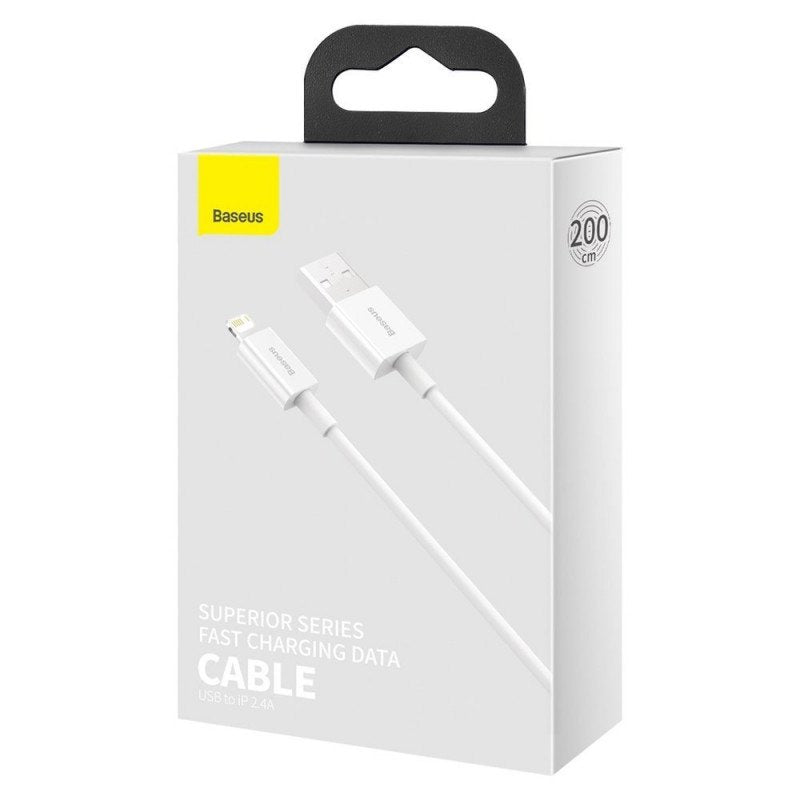 Baseus Lightning Superior Series Cable, Fast Charging, Data 2.4a, 2m White (Calys-C02)