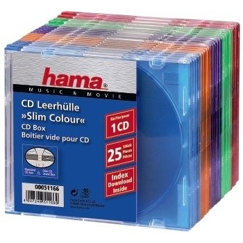 Hama Cd Slim Box Pack Of 25, Coloured 1 Discos Multicolor