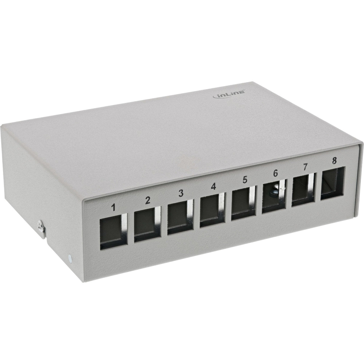Inline Desktop Point Box 8x Keystone Rj45, Metal, Gris Claro Ral7035