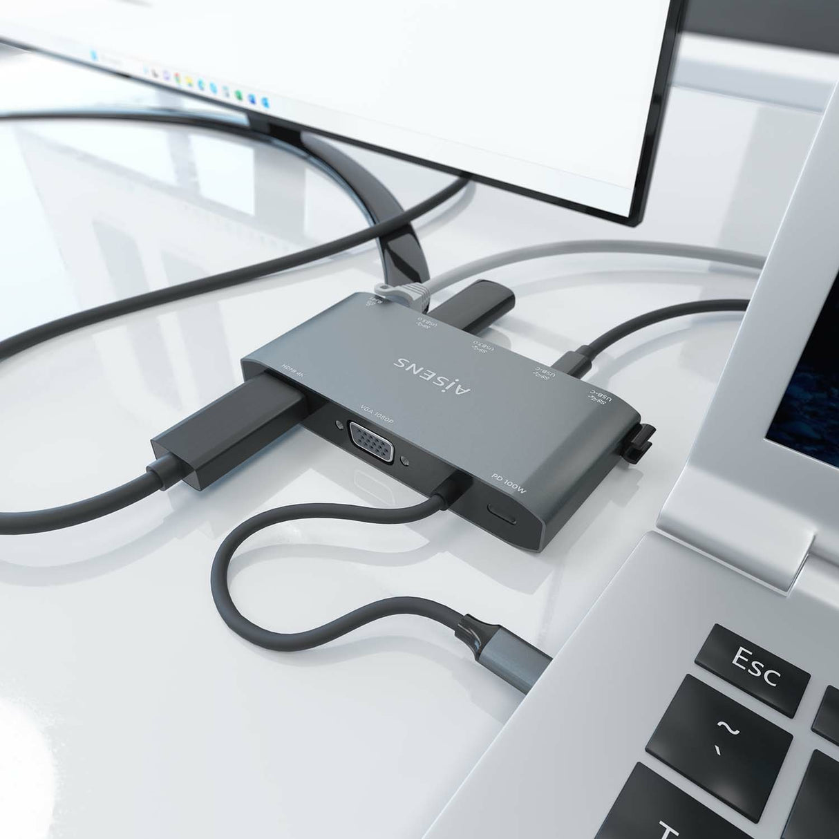 EAN 8436574709407 - AISENS ASUC-8P010-GR base para portátil y replicador de puertos Alámbrico USB 3.2 Gen 1 (3.1 Gen 1) Type- imagen 6