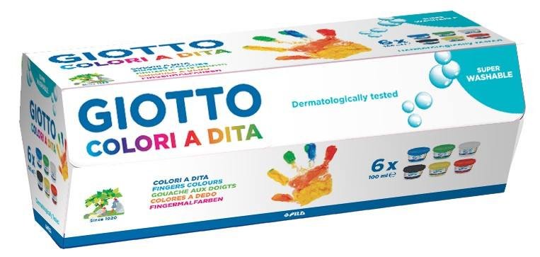 Giotto Pintura De Dedos De 100 Ml Colores Estuche De 6 Botes