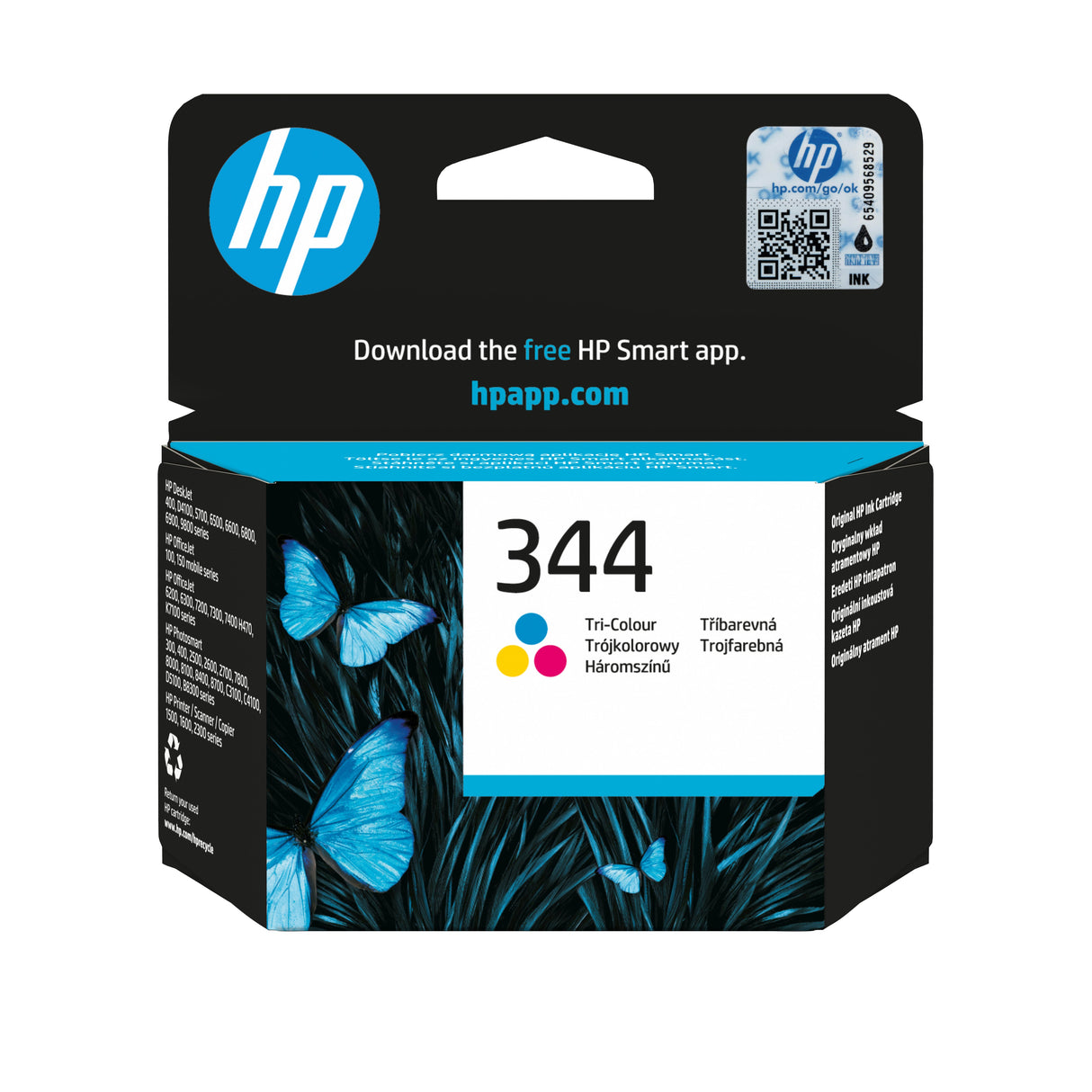 EAN 0829160180441 - HP 344 Tri-color Original Ink Cartridge cartucho de tinta 1 pieza(s) Rendimiento estándar Cian, Magenta, imagen 1