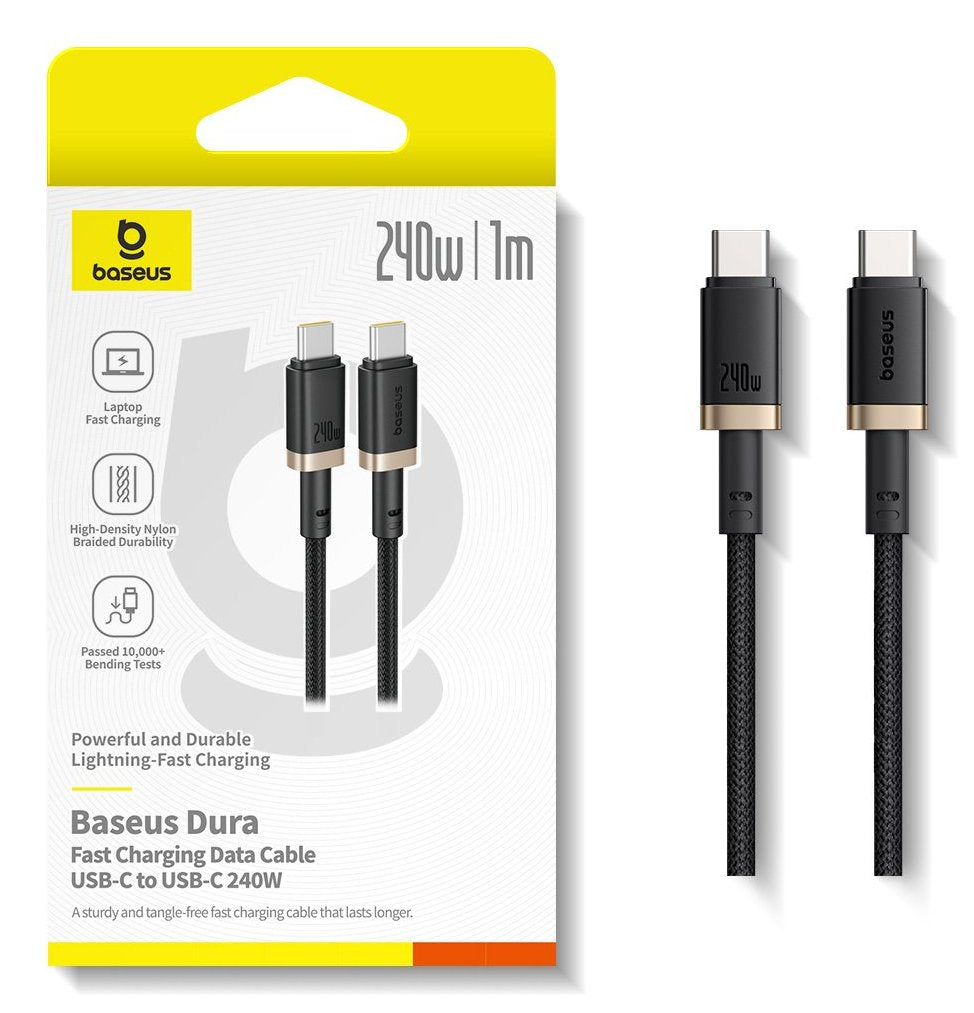 Dura Fast Charging Data Cable Usb-C To Usb-C 240w 1m Gold Black