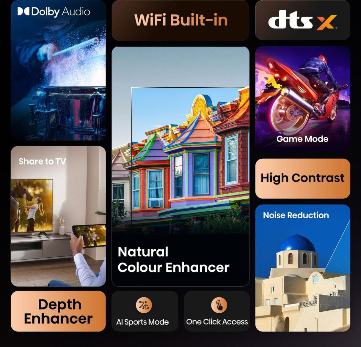 Hisense 40e4qt, Tv Led 100 Cm (40 Pulgadas), Negro, Fullhd, Sintonizador Triple, Televisión Inteligente 40e4qt