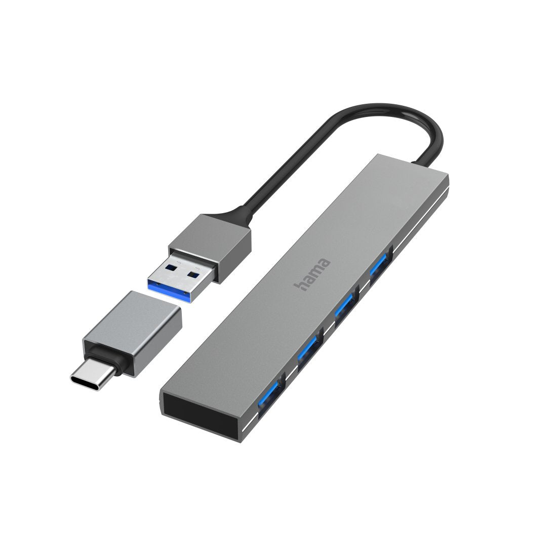 Hama 00200141 Hub De Interfaz Usb 3.2 Gen 1 (3.1 Gen 1) Type-A 5000 Mbit/S Gris