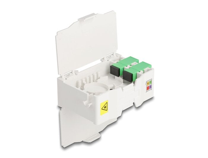 Delock 88097 Caja De Conexión De Fibra Óptica Para Carril Din Con Soporte De Empalme Y 4 X Acoplador Sc Simplex
