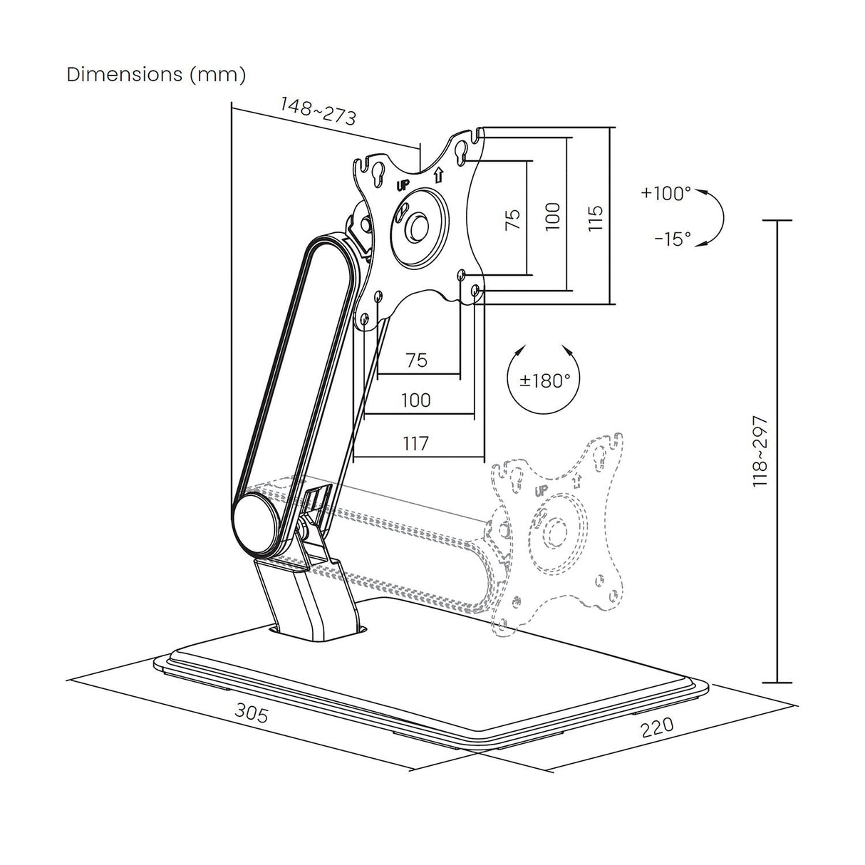 Aisens Soporte De Mesa Pro Contrapeso Inclinable Para Monitor/Pos 8kg De 17-32, Negro