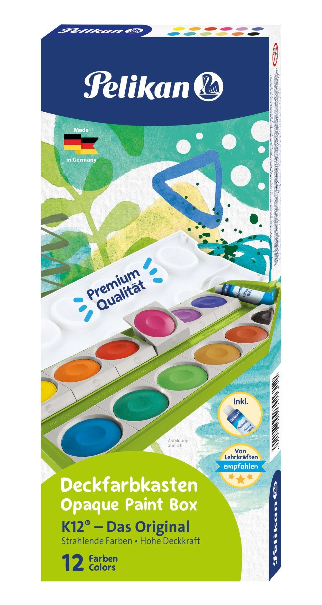 Caja De Pintura Pelikan K12® Verde Con Blanco Opaco, 12 Colores