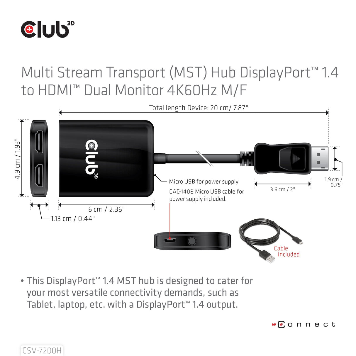 EAN 8719214471996 - CLUB3D CSV-7200H divisor de video DisplayPort 2x HDMI imagen 3