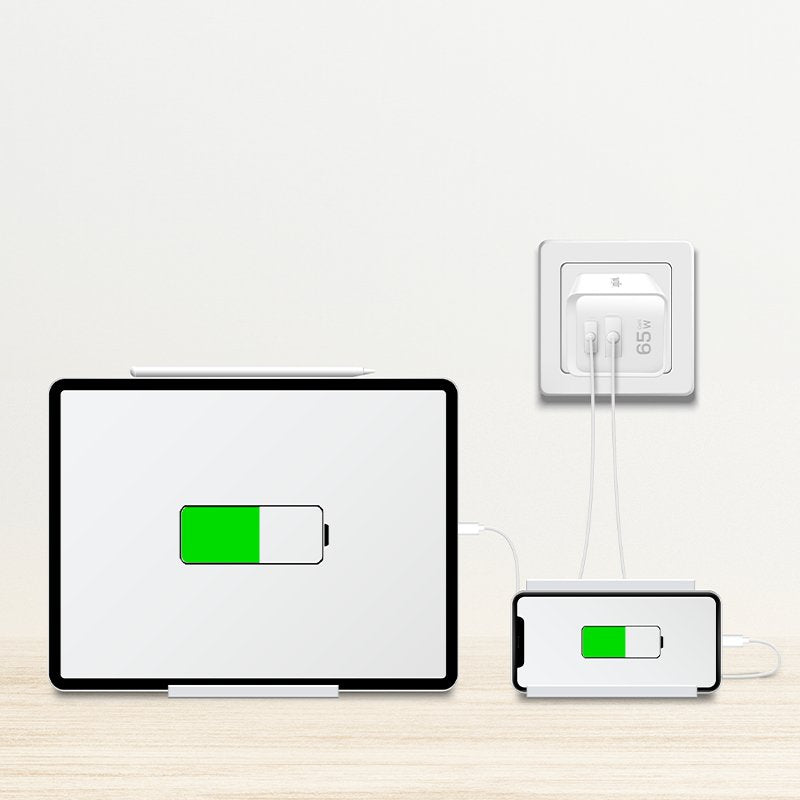 Logilink Usb-A C Charger, 65 W, Gan, 1x Usb-A (Qc), 1x Usb-C (Pd), Blanco