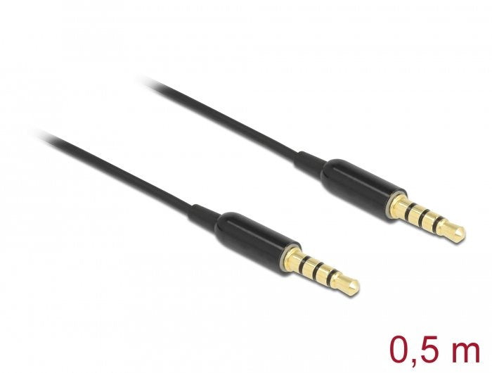 Delock 66075 Cable De Audio 0,5 M 3,5mm Negro Negro, 3,5mm, Macho, 3,5mm, Macho, 0,5 M, Negro