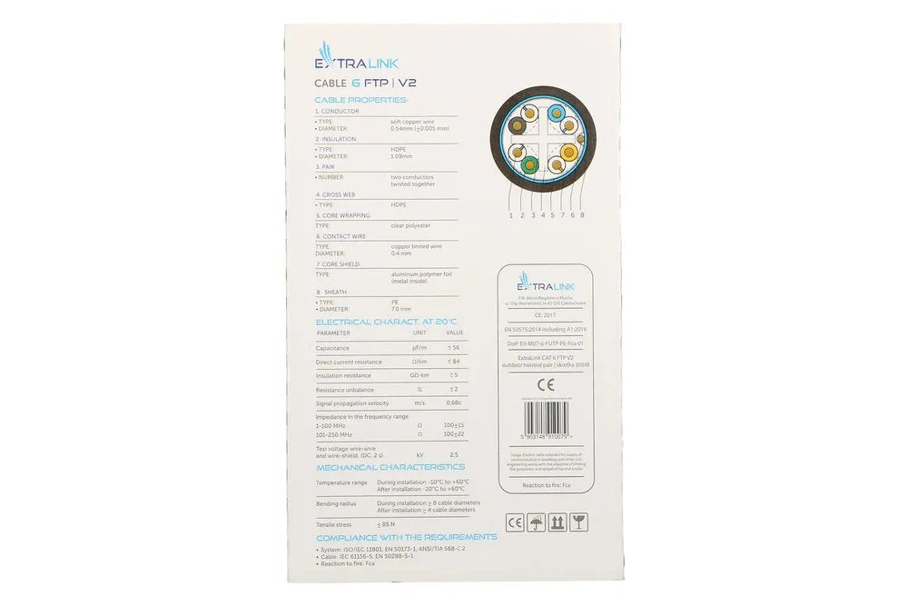 Cable Extralink Cat6 Ftp (F/Utp) V2 Outdoor Twisted Pair 305m