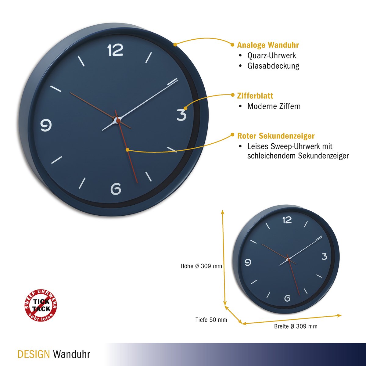 EAN 4009816034892 - TFA-Dostmann 60.3056.06 reloj de mesa o pared Reloj de cuarzo Alrededor Azul imagen 2