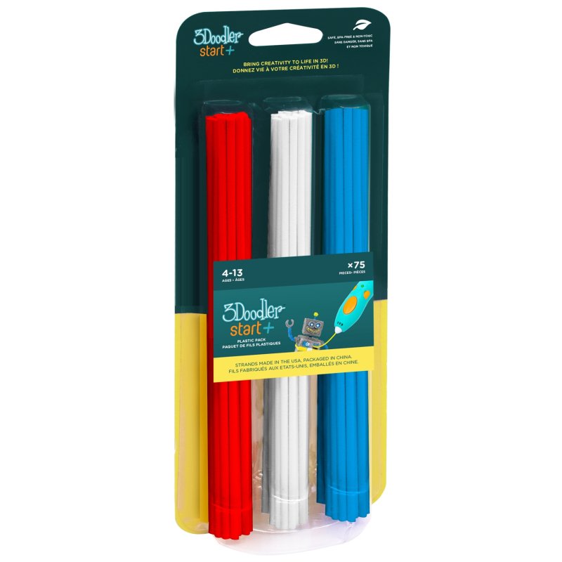 Material De Impresión 3d 3doodler Start 3ds-Eco-Mix1-75 Plástico Compostable Azul, Rojo, Blanco 1 G