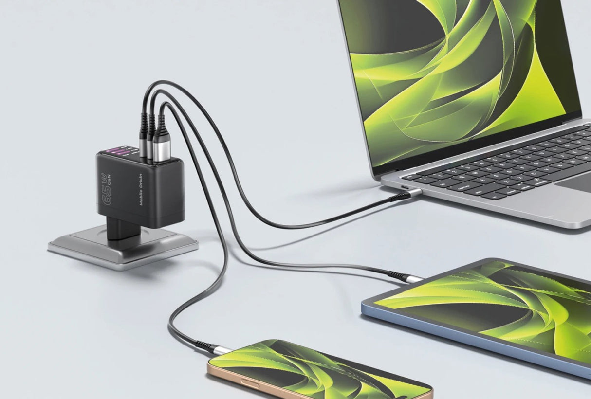 Mobile Origin 65w Gan Charger Pw20 2x Usb-C + Usb-A