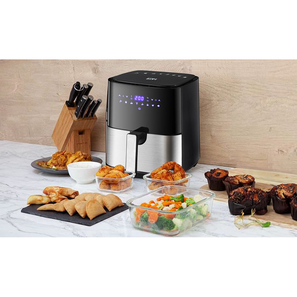 EAN 8425998077902 - EDM 07790 freidora Sencillo 5 L Independiente 1450 W Freidora de aire caliente Negro, Acero inoxidable imagen 7