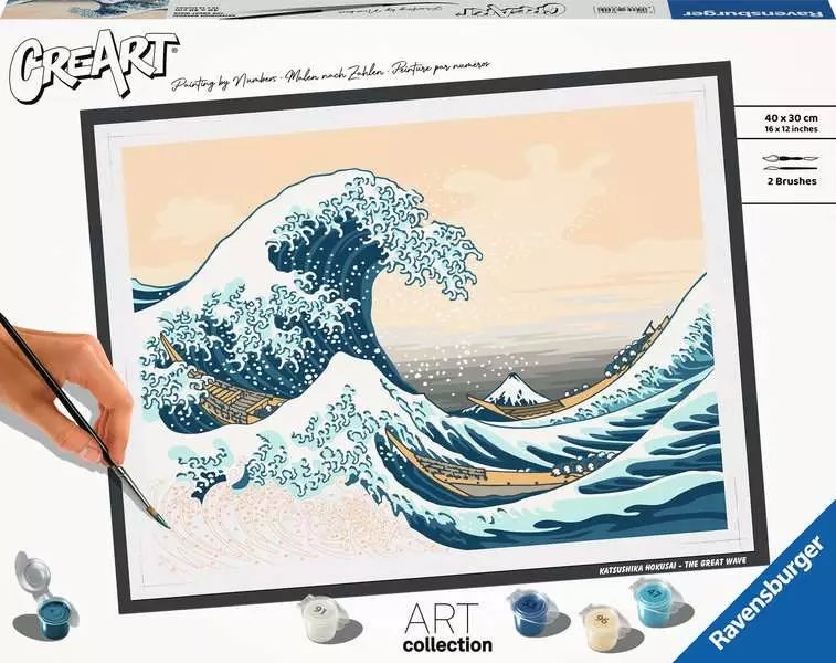 Colección De Arte De Ravensburger Creart - The Great Wave (Hokusai), Paint 23690