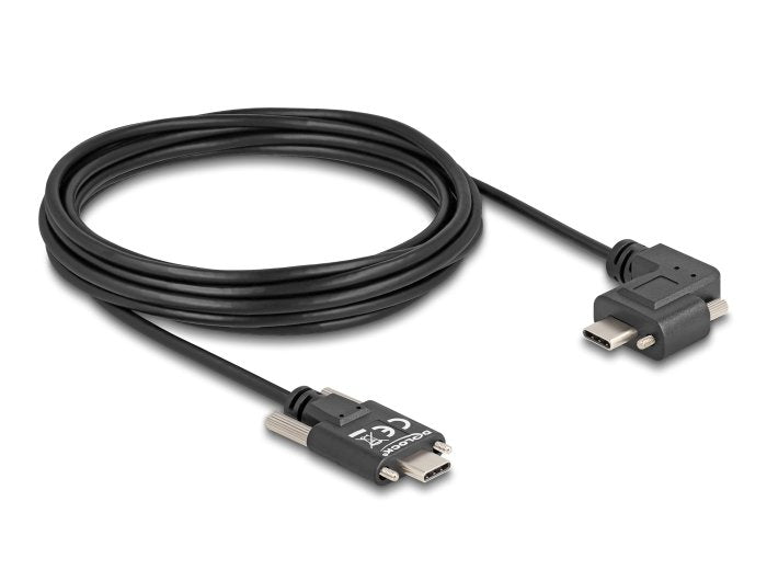 Delock 80959 Cable Usb 2.0 Usb Type-C Macho Con Tornillos A Usb Type-C Macho Con Tornillos Acodado A La Izquierda / La Derecha Pd 3.0 60 W 5 M