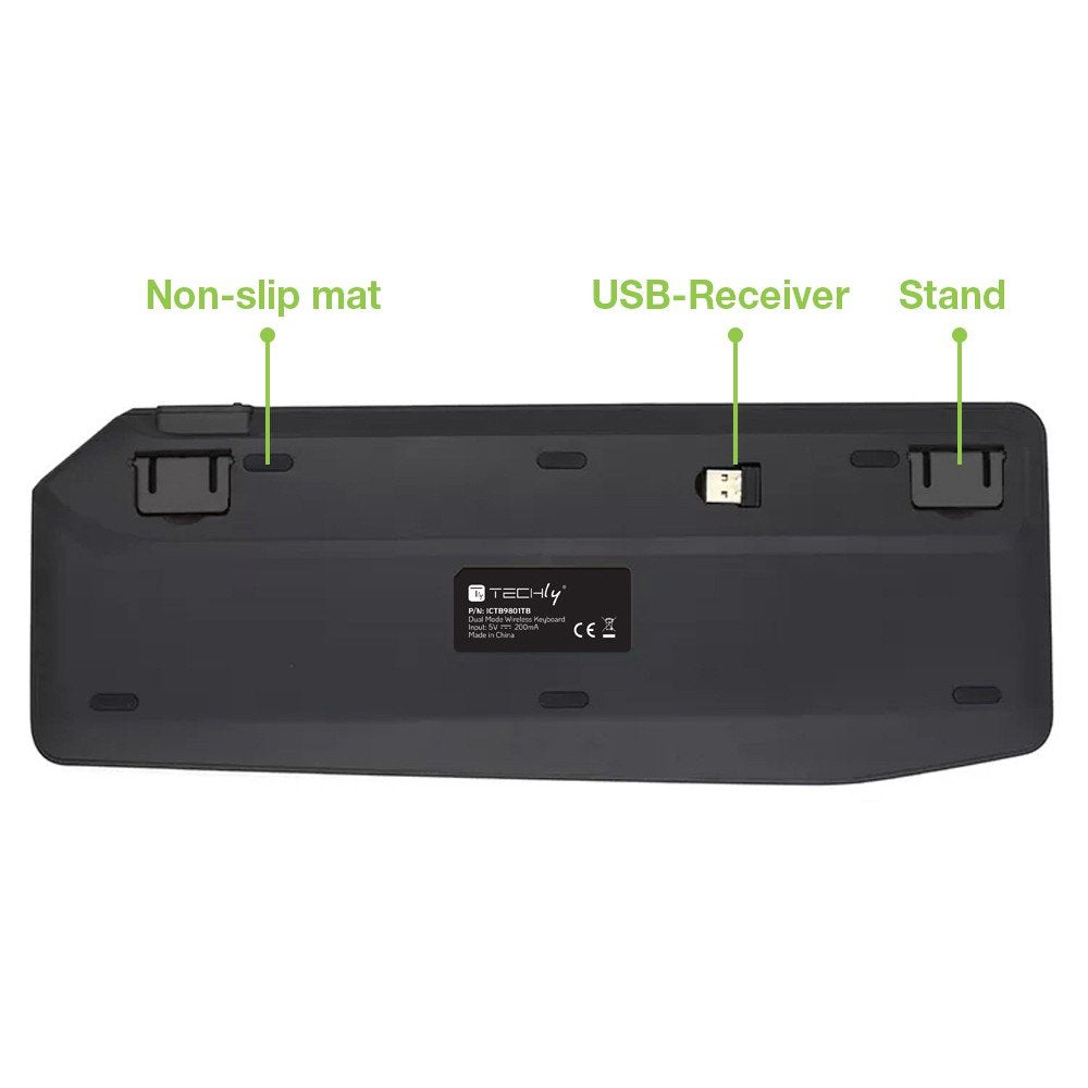 EAN 8059018365375 - Techly ICTB9801TB teclado Universal RF Wireless + Bluetooth QWERTY Inglés de EE. UU. Negro imagen 16