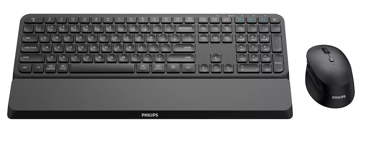 Teclado Inglés + Ratón Philips 6000 Series Spt6607b/00 Rf Wireless + Bluetooth Ee. Uu. Negro