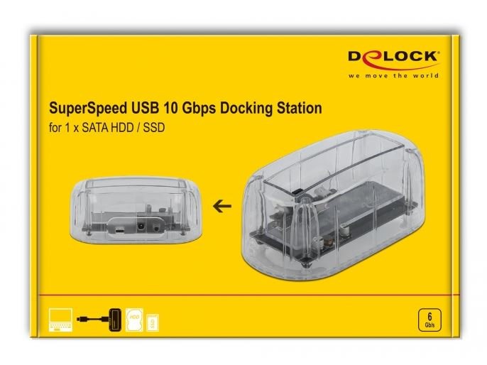 Delock 64089 Caja Para Disco Duro Externo Carcasa De Disco Duro/Ssd Transparente 2.5/3.5", Estación De Acoplamiento Transparente, Carcasa De Disco Duro/Ssd, 2.5/3.5", Serial Ata Iii, Conexión Usb, Transparente