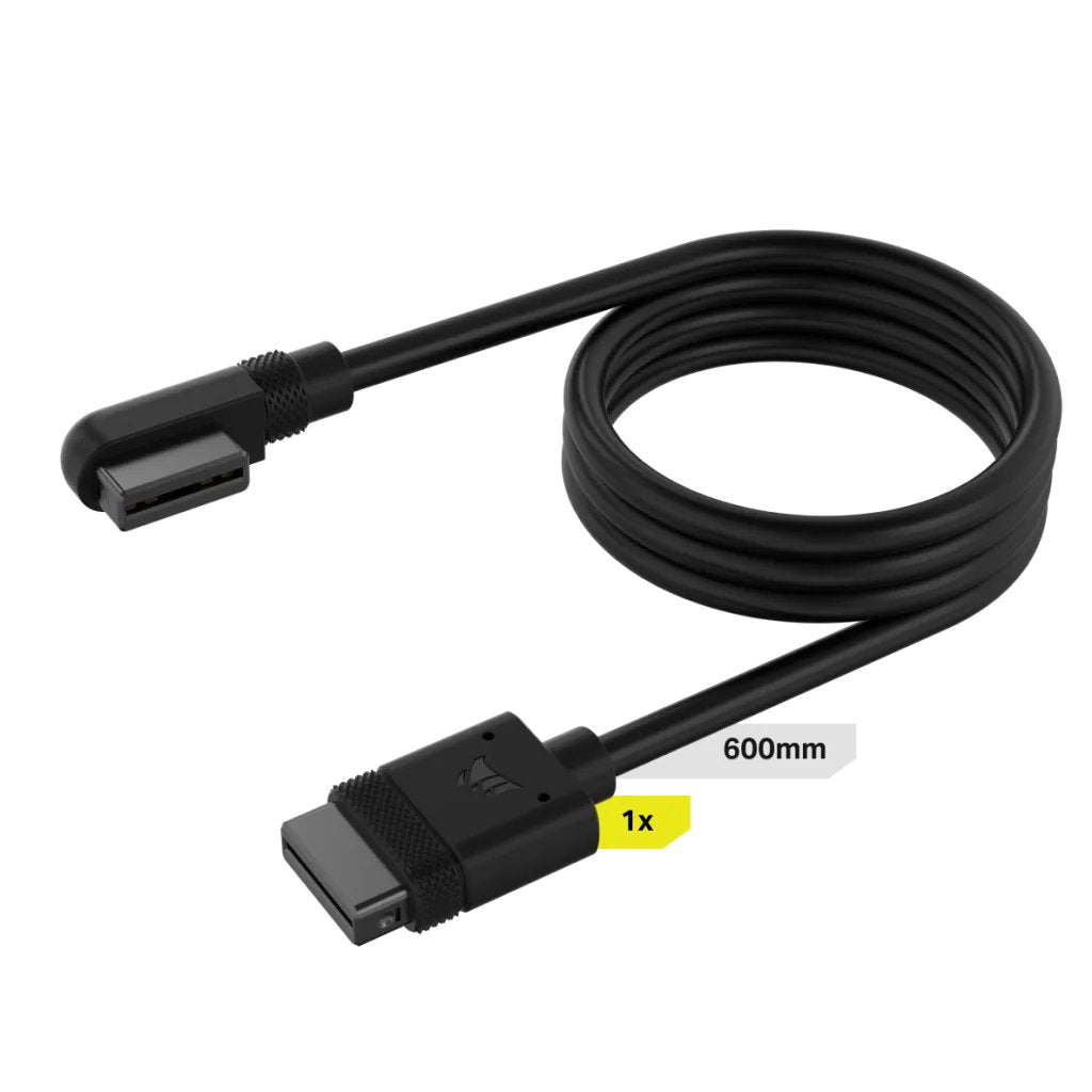 Corsair Icue Link Cable Delgado, 600 Mm, Ángulo De 90° Negro, 1 Pieza