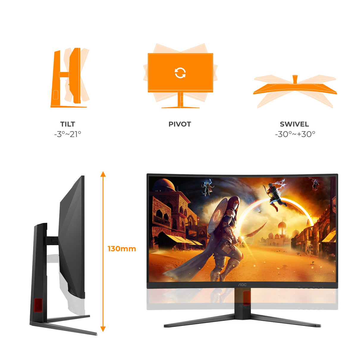 EAN 4038986113489 - AOC G4 C32G4Z pantalla para PC 80 cm (31.5") 1920 x 1080 Pixeles Full HD LCD Negro, Rojo imagen 4