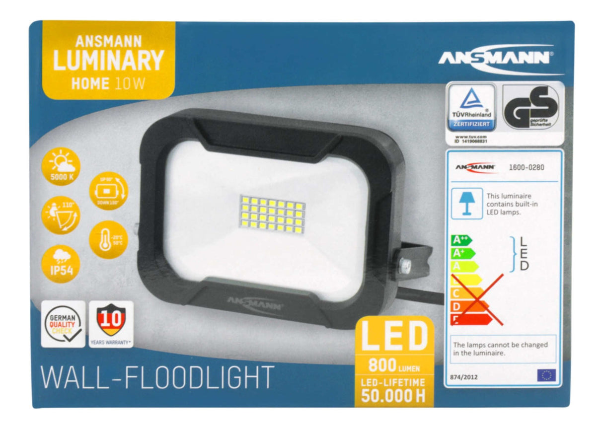 Ansmann Wfl800 10w / 800lm Luminaria Led Foco De Pared