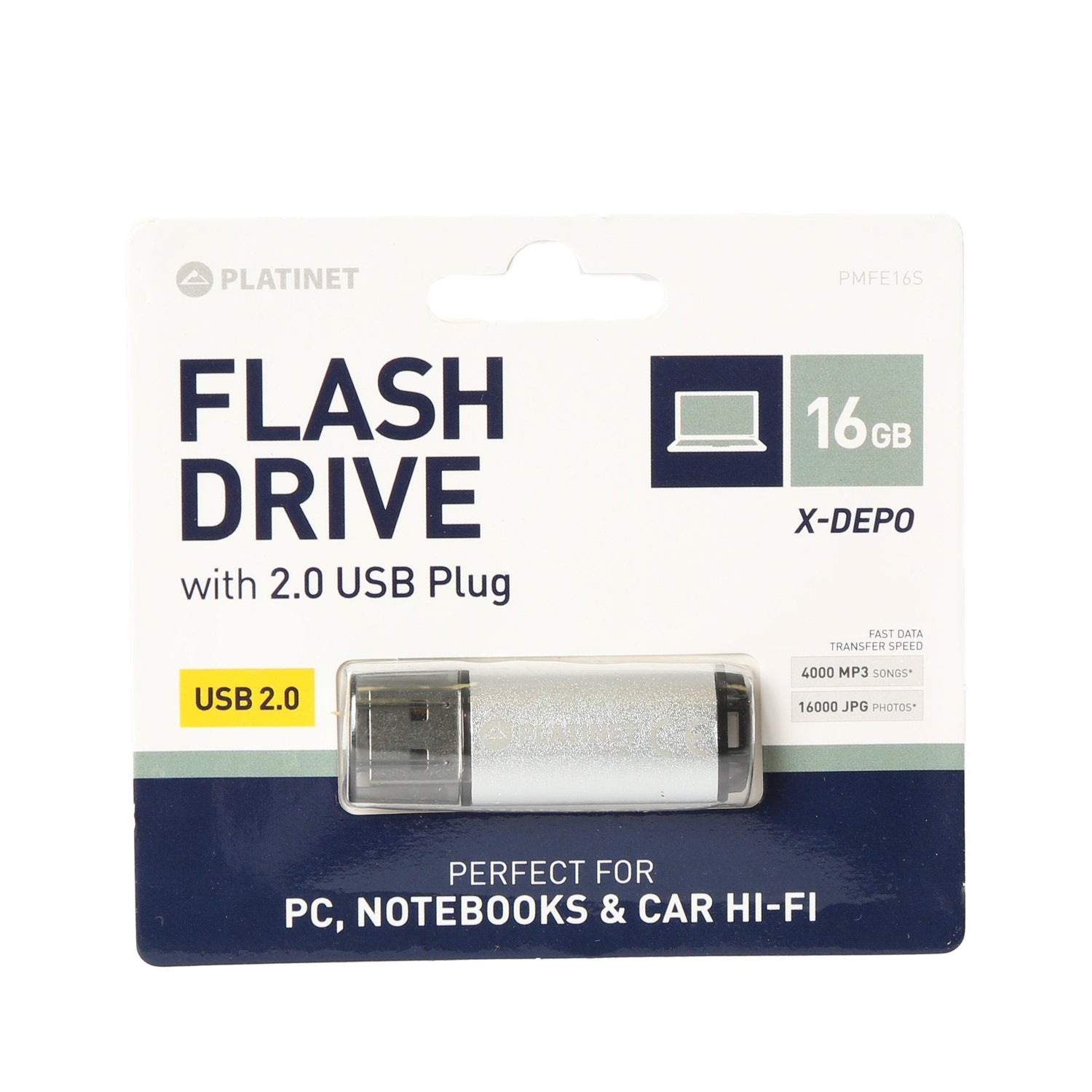 Pendrive Platinet Usb 2.0 X-Depo 16gb Pmfe16 Plata