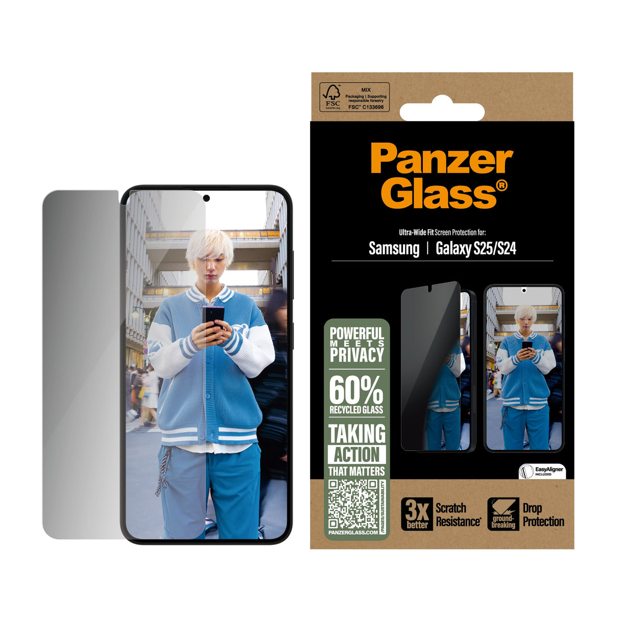 EAN 5715685017360 - PanzerGlass ® Privacy Screen Protector Samsung Galaxy S25 | S24 | Ultra-Wide Fit Protector de pantalla 1 imagen 2