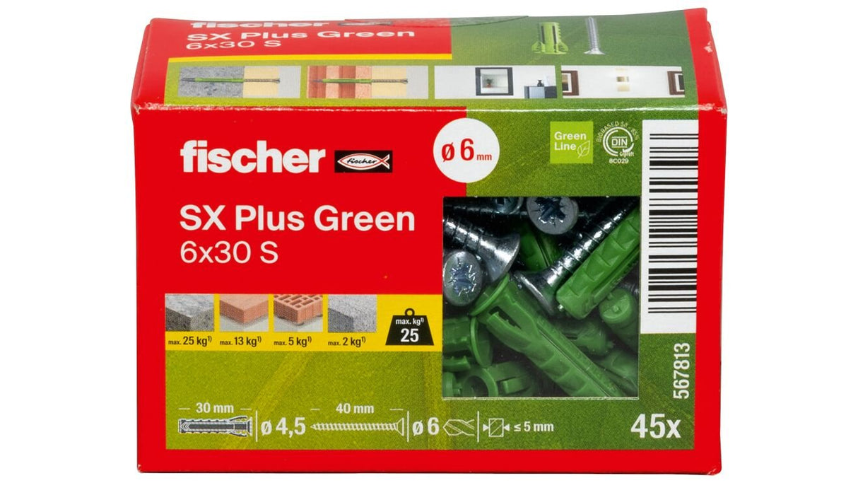 EAN 4048962481396 - Fischer 567813 tornillo de anclaje y taco 45 pieza(s) Juego de enchufes de pared y tornillos imagen 3