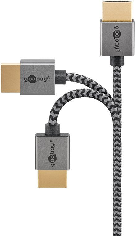 Goobay Plus Slim High-Speed-Hdmi-Cable Mit Ethernet, 8k @ 60hz (Gris, 2 Meter) 75758