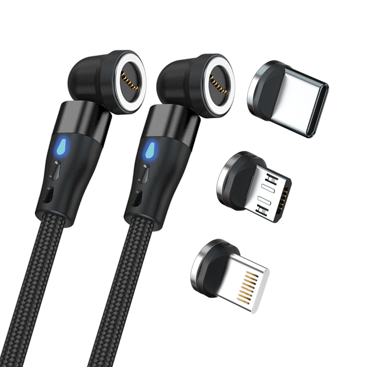 Realpower Magnetic Cable,1m,2x Magnético,Negro Con Adapte