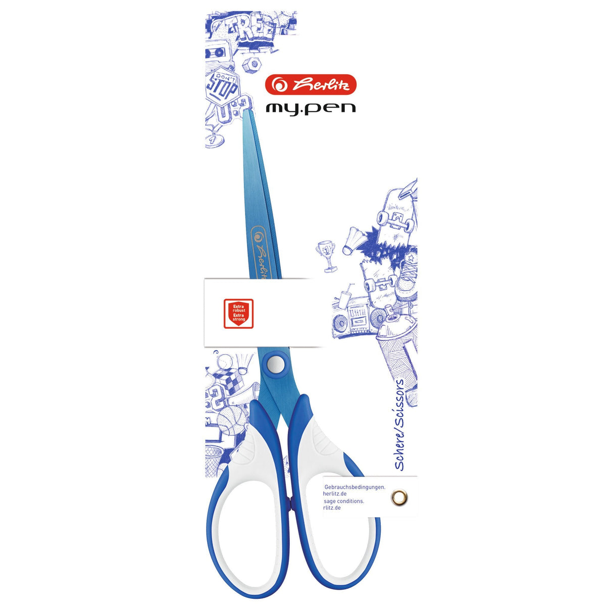 Herlitz Tijeras My.Pen Azul/Blanco