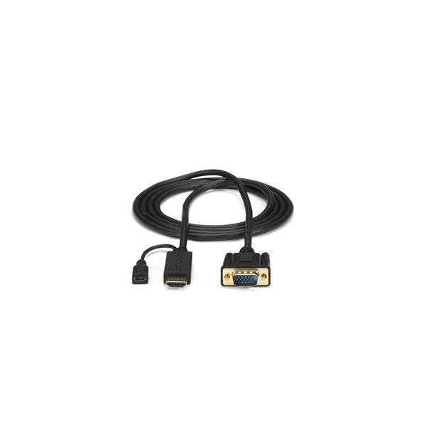 EAN 0065030859639 - StarTech.com HD2VGAMM10 adaptador de cable de vídeo VGA (D-Sub) HDMI + Micro USB Negro imagen 2