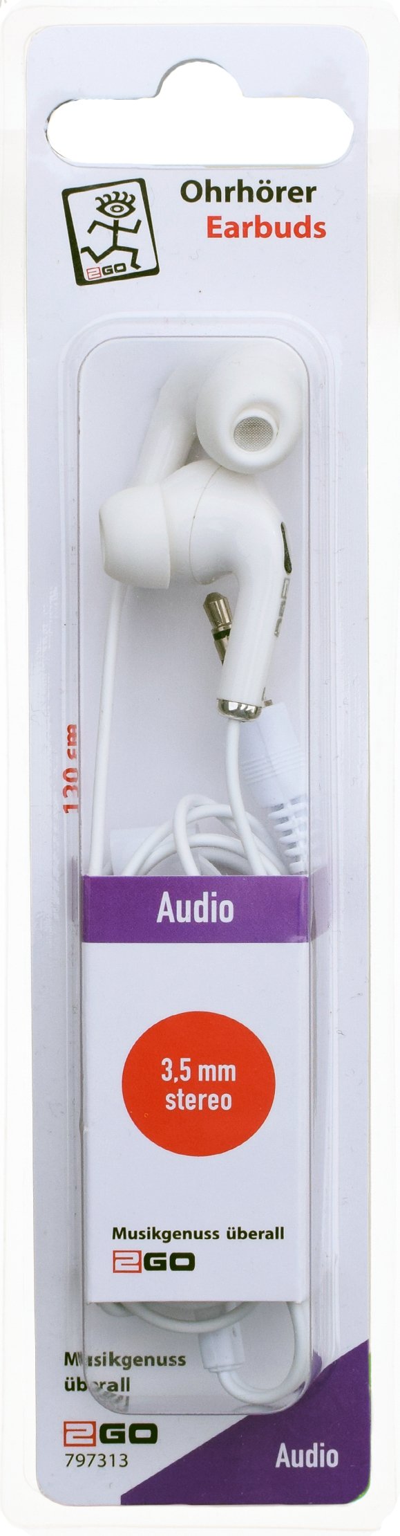 2go 797313 Auriculares Alámbrico In-Ear Llamadas/Música Blanco