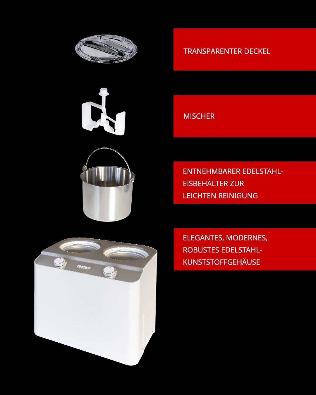 Unold 48830 Fabricador De Hielo Doppio 2,4 L Blanco