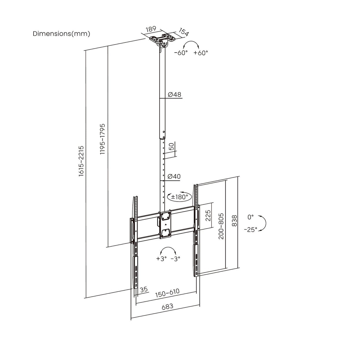 EAN 8435739905319 - AISENS CT100TSLE-463 soporte para TV 2,54 m (100") imagen 6