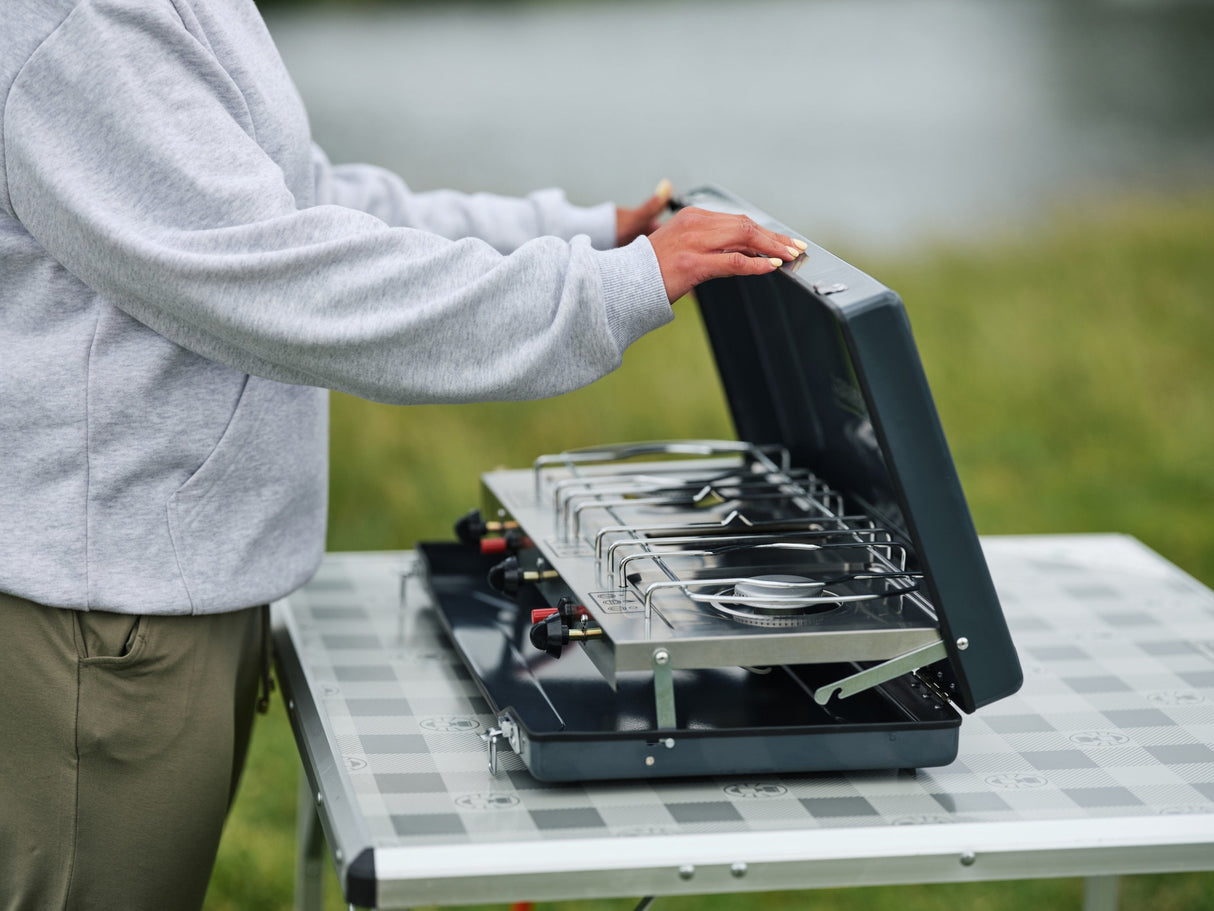 Campingaz Camping Kitchen 2 Grill & Go Cv, Cocina De Gas (Gris/Negro, 2x 2kw, Modelo 2023)