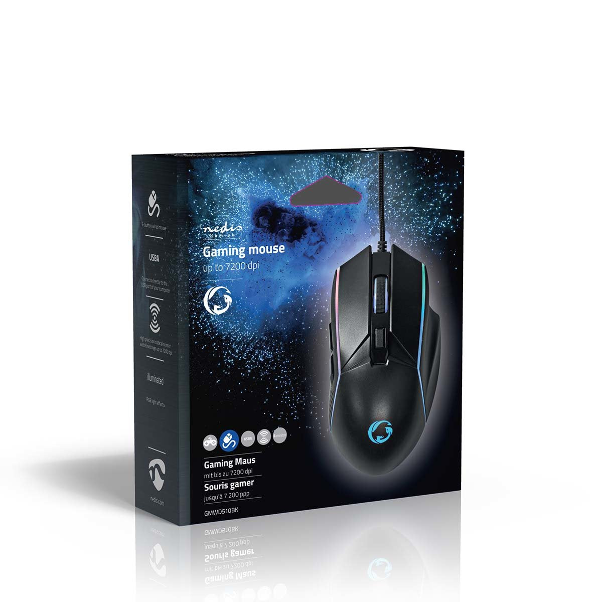 EAN 5412810411269 - Nedis GMWD510BK ratón Juego mano derecha USB tipo A Óptico 7200 DPI imagen 15