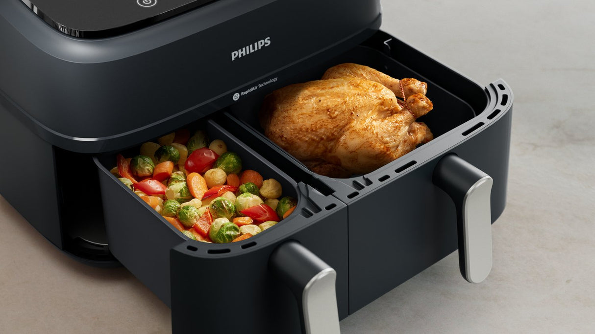 EAN 8720389033001 - Philips 3000 series NA351/00 freidora Doble 9 L Independiente 2750 W Freidora de aire caliente Gris imagen 4