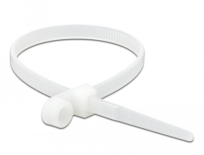 Delock Cablebinder Mit Befestigungsöse L 200 X B 4,8 Mm Weiss 10 Stück
