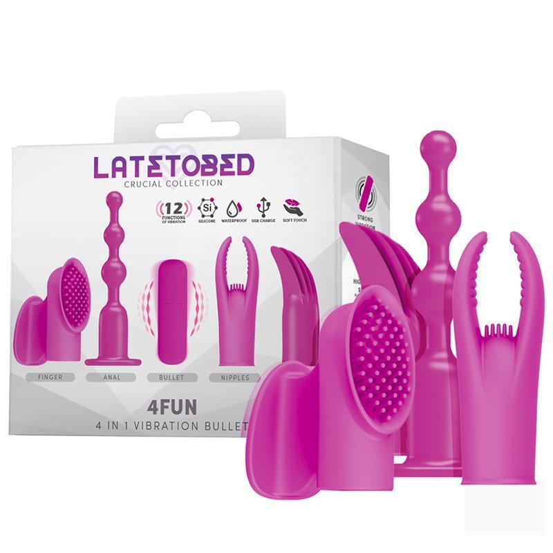 4fun Bala Vibrador Y 4 Fundas Usb Impermeable Silicona