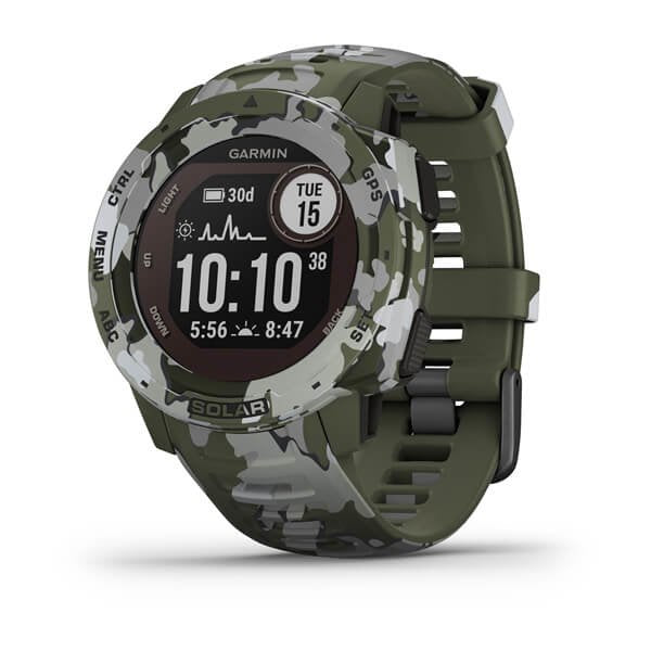 Reloj Deportivo Con Gps Garmin Instinct Solar Camo Militar Pantalla 23*23mm Carga Solar Frec Cardiaca Pulsioximetro Notific. -Caja Reforzada