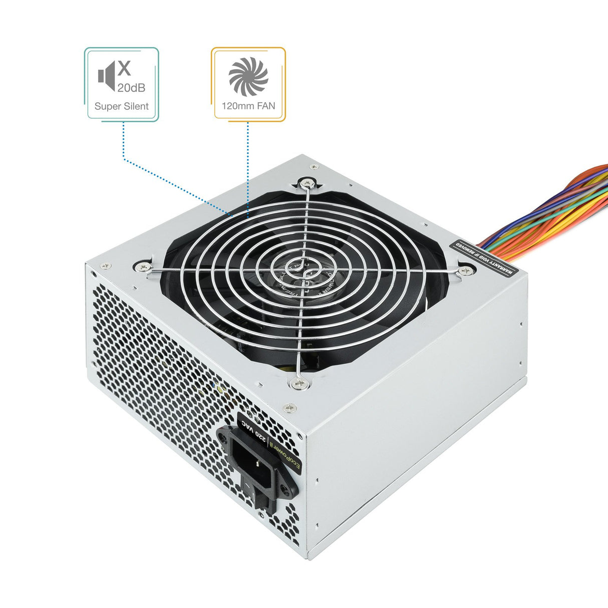 EAN 8433281007109 - TooQ TQEP-500SSE unidad de fuente de alimentación 500 W 24-pin ATX ATX Plata imagen 3