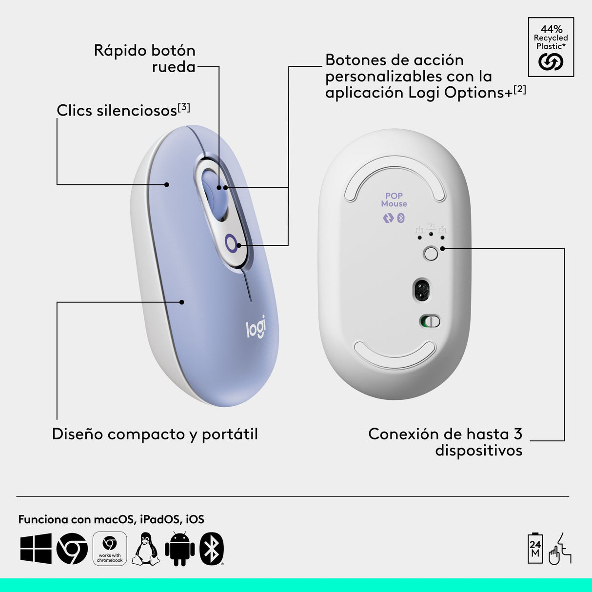 EAN 5099206126374 - Logitech POP ratón Universal Ambidextro Óptico 4000 DPI imagen 15