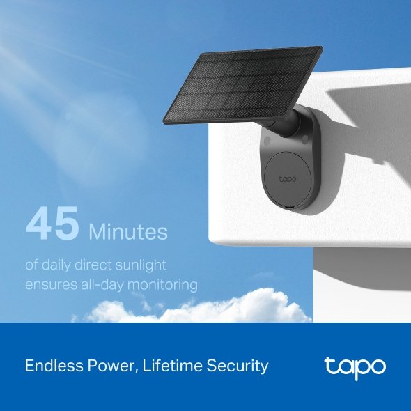 Tp-Link Tapo C411 Kit Venkovn Cámara, Solrn Panel (3mp, 2k Qhd, 1296p, Ir 9m, Wifi, Micro Sd Card, Ip65)